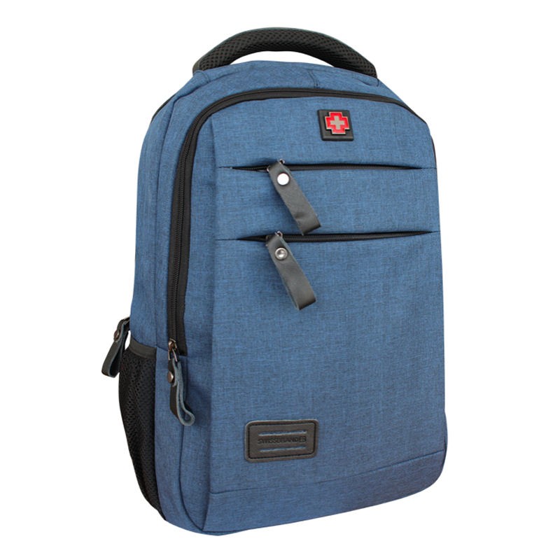 Vista de frente Mochila Azul elegante para Notebook 15,6 bolsillo para botella y 2 bolsillos frontales 240C Vista de frente Mochila Azul elegante para Notebook 15,6 bolsillo para botella y 2 bolsillos frontales 240C